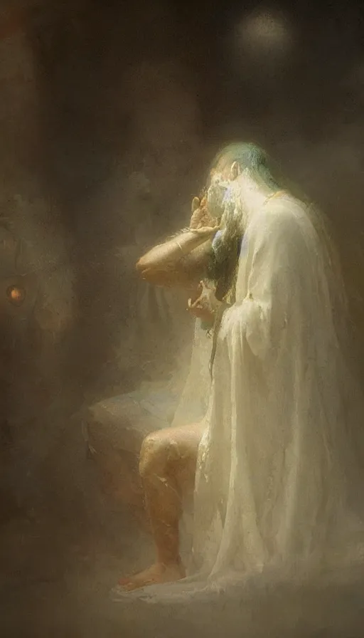 Image similar to portrait of a digital shaman, by ivan aivazovski,