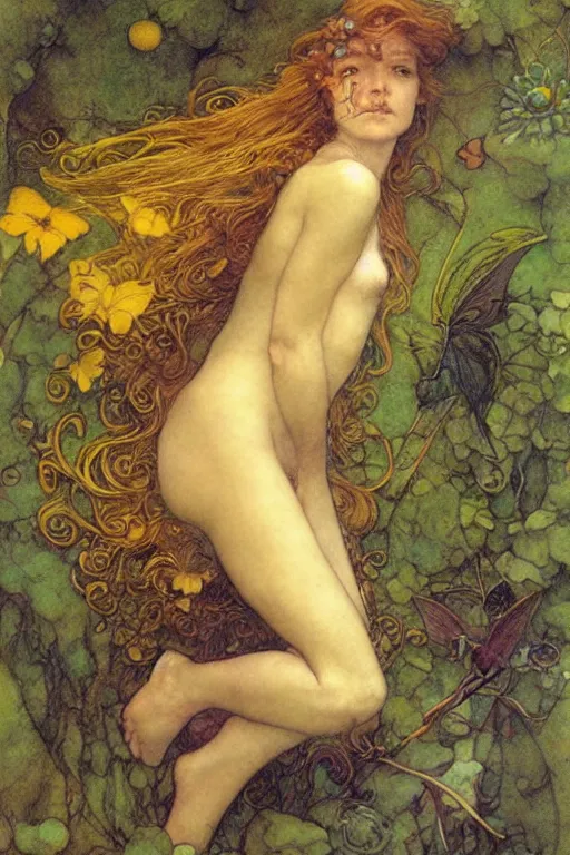 Prompt: a beautiful faerie, golden ratio, detailed, rainbowshift, by jean - baptiste monge, maxfield parrish, john william waterhouse, brian froud