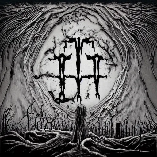 Image similar to cover art for black metal music, no words, no letters, only art, eerie, horror, sinister