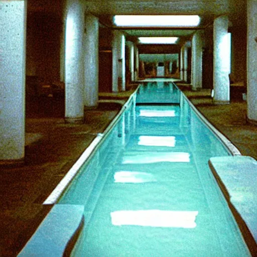 Image similar to Beautiful cameraphone 2005 soft liminal Photograph of an infinite hallway pool