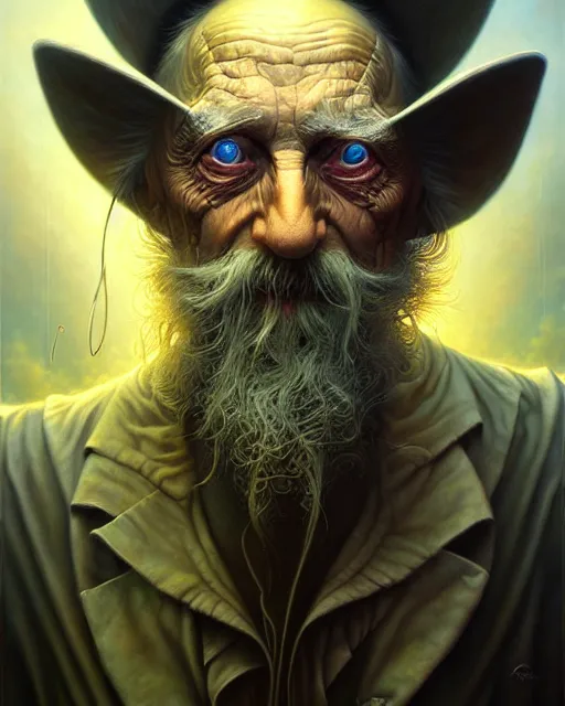 Image similar to a detailed portrait of Diesepunk old man by Tomasz Alen Kopera and Peter Mohrbacher