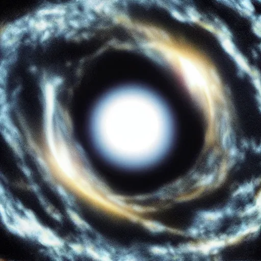 Image similar to “ a photorealistic picture of a black hole taken by the hubble telescope ”