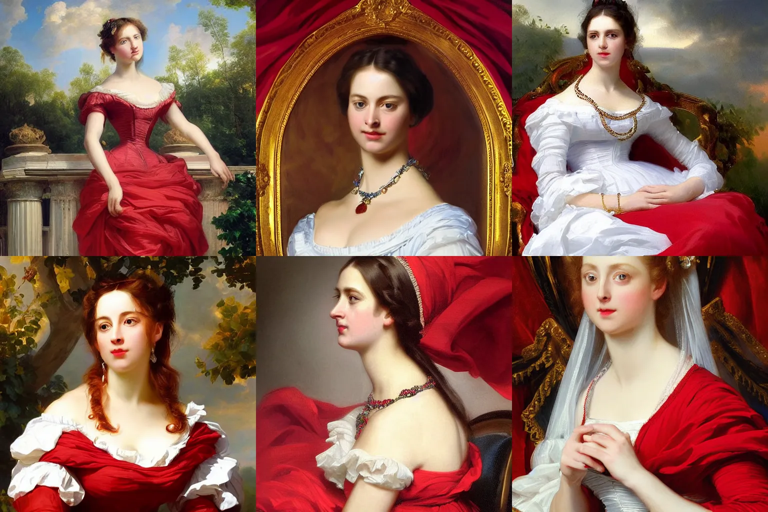 Prompt: a beautiful immaculate majestic h-res painting of the lady in red by Franz Xaver Winterhalter high detail, award winning hyperrealistic, photorealistic, octante render, elegant, cinematic, high textures, hyper sharp, 8k, insanely detailed and intricate, graphic design, cinematic atmosphere, hypermaximalist, hyper realistic, super detailed, 4k HDR hyper realistic high quality