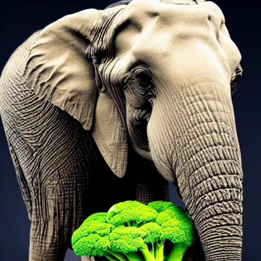 Image similar to an elephant made out of broccoli