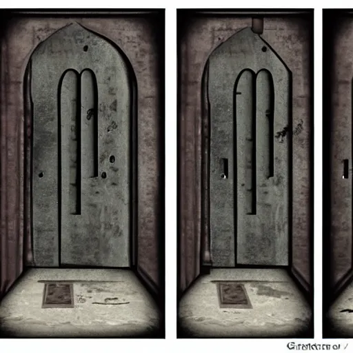 Image similar to A door to a forbidden world, Grimm, dark, somber, cinematic lighting