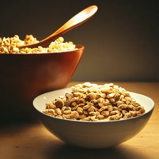 Image similar to a shoe splashes into a bowl of cereal, cinematic lighting