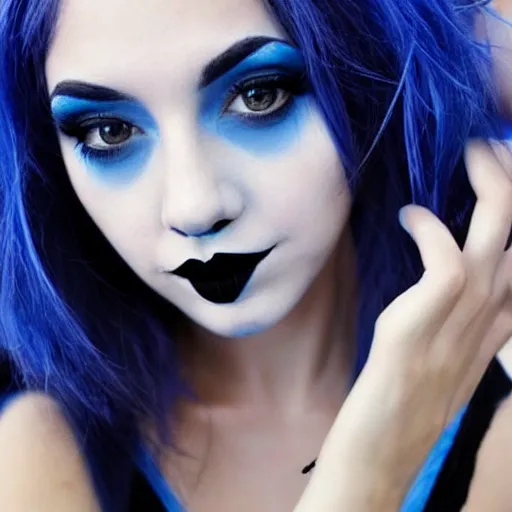 Image similar to beautiful girl black lipstick blue hair