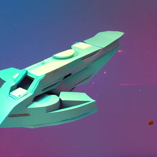 Prompt: ultra minimalist and smooth retro sci-fi toon spaceship, vivid colors, paper art, detailed concept art pastel, 3d quality, octane render
