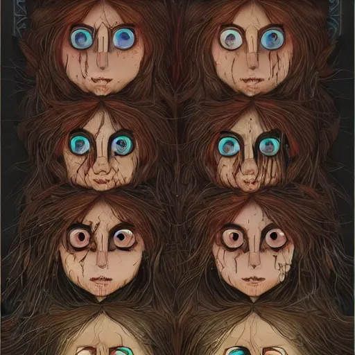 Image similar to !5 three eyed goddesses, third eyes middle of foreheads, very wide wide shot, very hairy bodies, beautiful colors, eyes in forehead, beautiful lighting, detailed photographs, very detailed