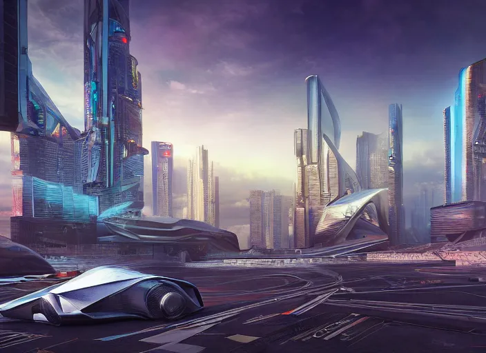 Prompt: a beautiful hyper realistic photograph, octane render, architectural render of cyberpunk, by norman foster + zaha hadid, extremely detailed, chartpak ad markers, pastel color, vivid color scheme, 8 k, hiperrealistic phtography - n 4