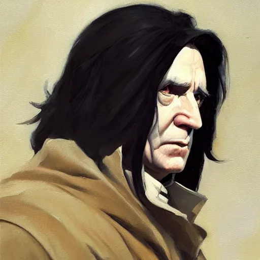 Prompt: greg manchess portrait painting of severus snape as overwatch character, medium shot, asymmetrical, profile picture, organic painting, sunny day, matte painting, bold shapes, hard edges, street art, trending on artstation, by huang guangjian and gil elvgren and sachin teng