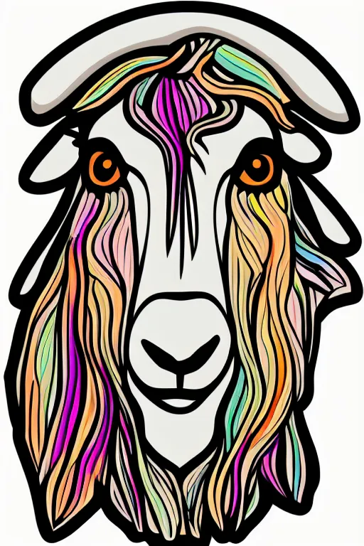 Prompt: Portrait of a goat that is a drug addict, sticker, andromorphic, colorful, illustration, highly detailed, simple, smooth and clean vector curves, no jagged lines, vector art, smooth