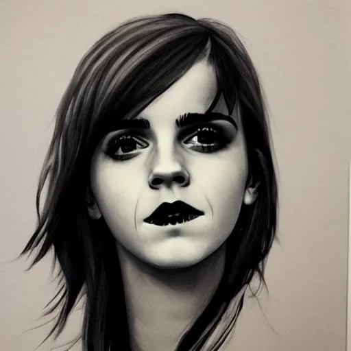 Image similar to emo emma watson, art by michael miller