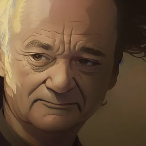 Image similar to bill murray, highly detailed vfx portrait, unreal engine, greg rutkowski, loish, rhads, caspar david friedrich, makoto shinkai and lois van baarle, ilya kuvshinov, rossdraws, elegent, tom bagshaw, alphonse mucha, global illumination, detailed and intricate environment.