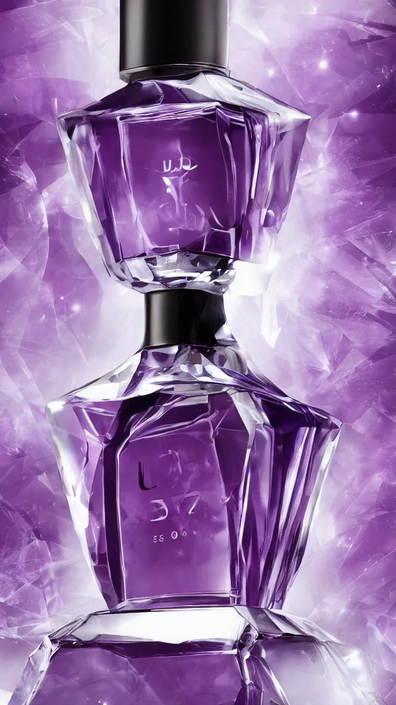 Prompt: close up shot of premium purple coloured perfume bottle, ultra detail, designer product, cinematic lighting, hd artstation, symmetrical, rendered, 4k