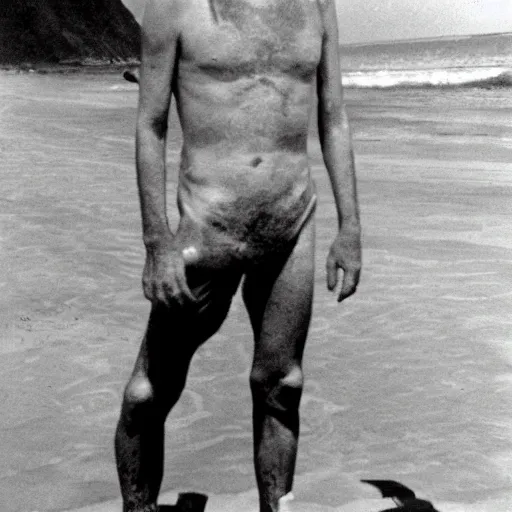 Image similar to count orlok shows off his tanlines, beach photograph