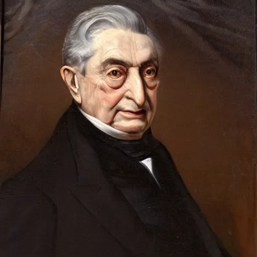 Prompt: 1800s presidential portrait of George Soros, gloomy, highly detailed, artistic realism