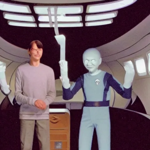 Image similar to slenderman captains the starship enterprise trek