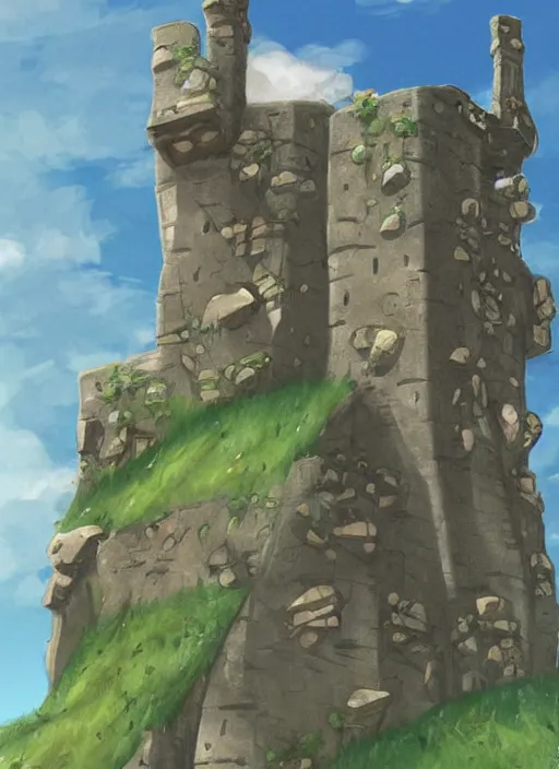 Prompt: a cartoon illustration of a tower on top of a hill, concept art by hiromu arakawa, featured on pixiv, plein air, concept art, pixiv, official art