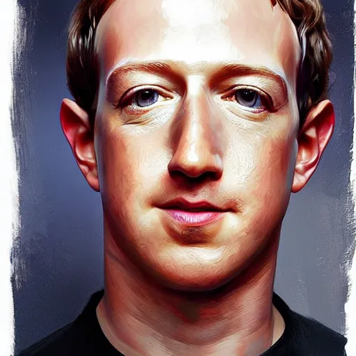 Prompt: portrait of mark zuckerberg, bezos, artgerm, very detailed, art contest winner on behance, trendy on deviant art, by artgem, greg rutkowski and laura sava and alphonse mucha