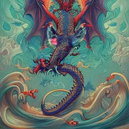 Prompt: sacred divine dragon art by james jean and art by loish highly detailed painting trending on arstation vivid colors spirit