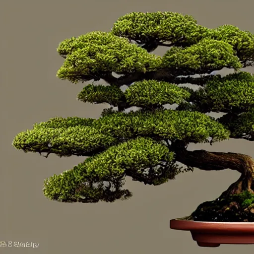 Prompt: miniature of a bonsai in a cup, concept art, digital art, well detailed, trending on artstation, HDR