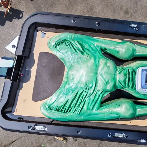 Image similar to alien autopsy, drone view