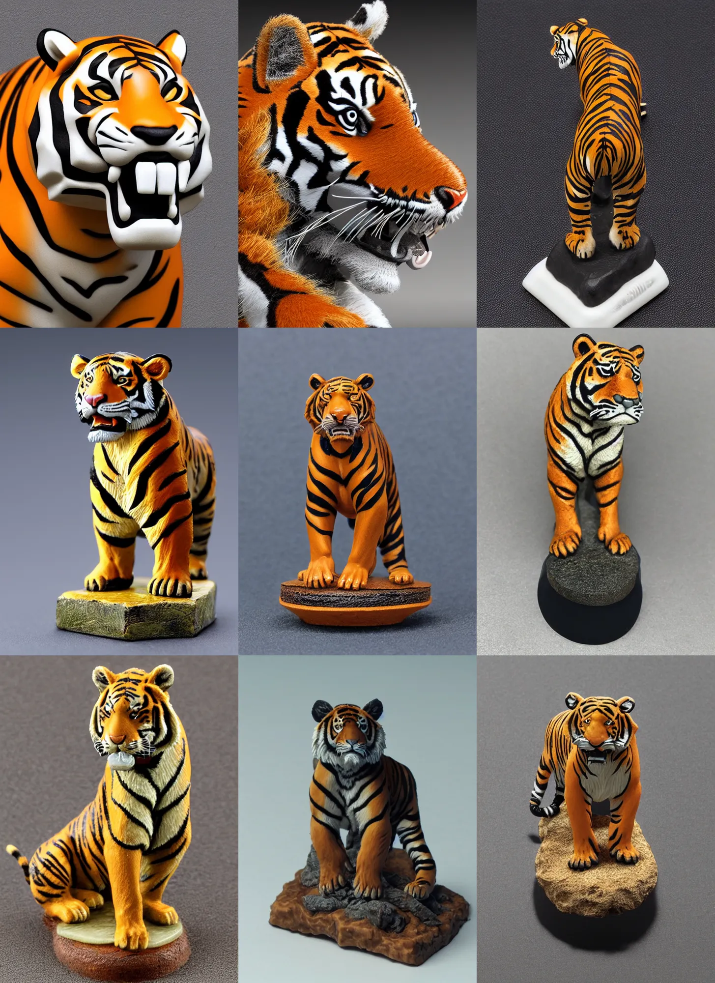 Prompt: 80mm resin detailed miniature of a tiger, Logo, textured base; Product Introduction Photos, 4K, view from front