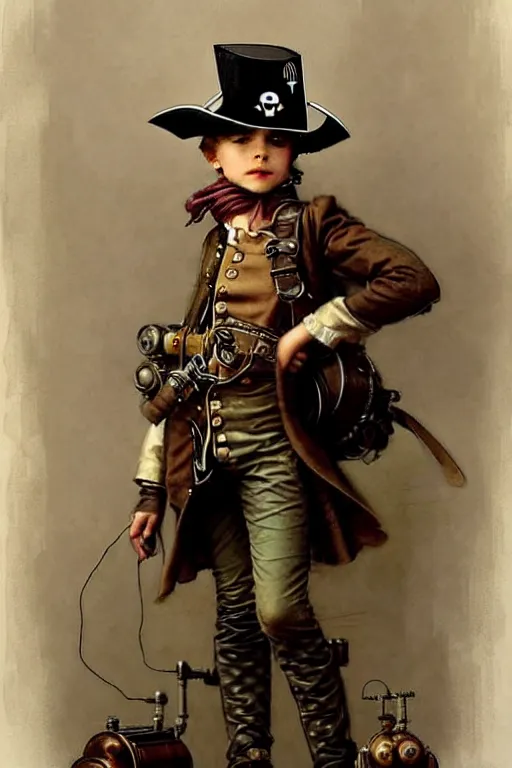 Image similar to ( ( ( ( ( 2 0 5 0 s retro future 1 0 year boy old super scientest in steampunk pirate mechanics costume full portrait. muted colors. ) ) ) ) ) by jean - baptiste monge!!!!!!!!!!!!!!!!!!!!!!!!!!!!!!