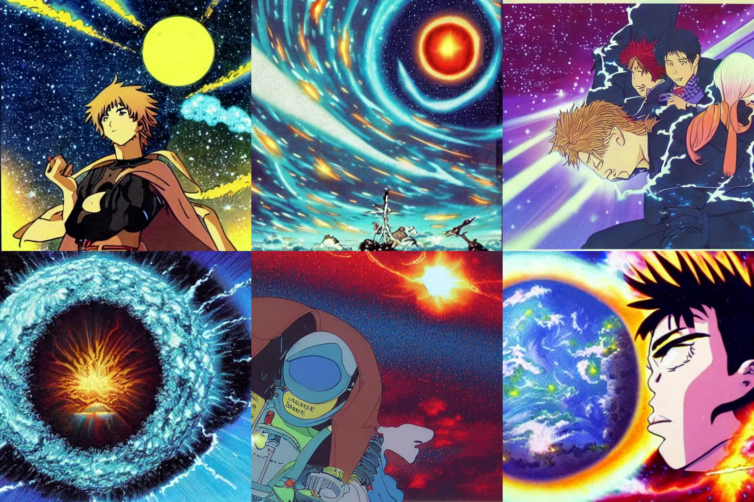 Prompt: The earth explodes into a supernova, Anime, 80s, astonishingly detailed
