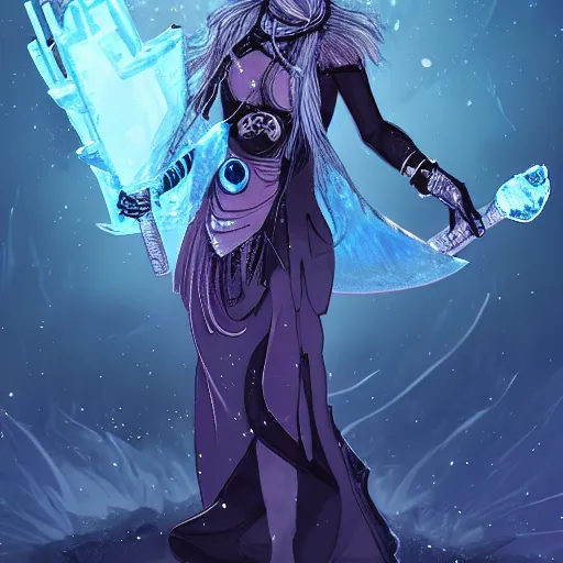 Image similar to ice witch destroys the patriarchy, trending on artstation, detailed art, high fantasy,