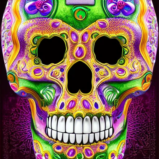 Image similar to a detailed fabergé slmexican skull, digital painting, perfect, ultra graphics shiny effect, glossy surface