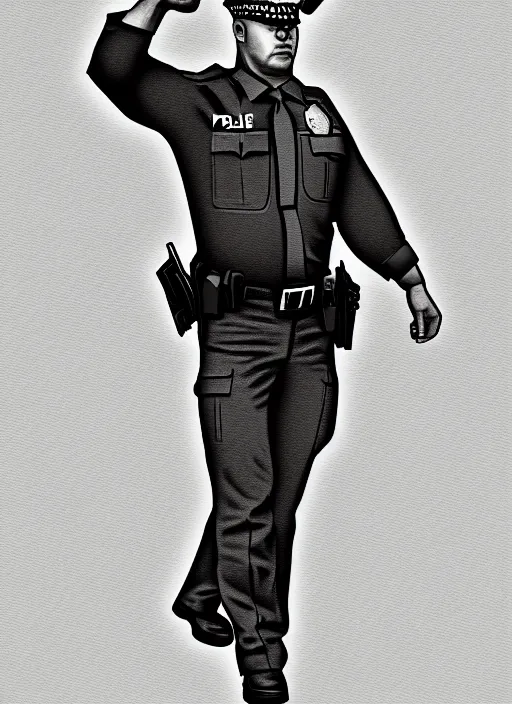 Image similar to police officer, strong, dominant, bulky, digital art