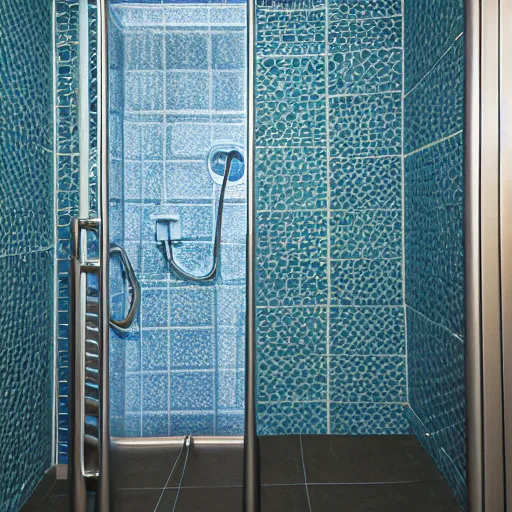 Image similar to carpeted public bathroom shower with saturation