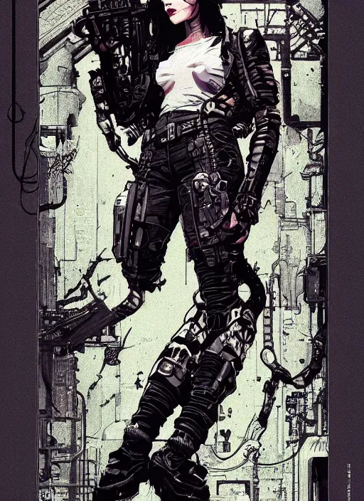 Prompt: cyberpunk assassin. codename : snake. portrait by ashley wood and alphonse mucha and laurie greasley and josan gonzalez and james gurney. illustration, pop art, cinematic. realistic proportions. moody industrial setting. artstationhq. smooth. sharp focus.