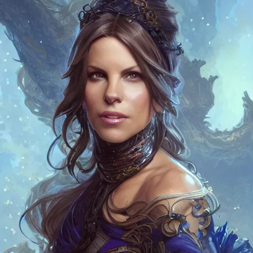 Prompt: Kate Beckinsale covered in honey eating fork, D&D, fantasy, intricate, elegant, highly detailed, digital painting, artstation, concept art, matte, sharp focus, illustration, hearthstone, art by Artgerm and Greg Rutkowski and Alphonse Mucha