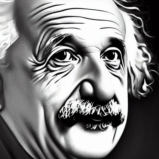 Image similar to an impasto oil painting of albert einstein!! by leonadro da vinci, 5 0 mm black and white photography, high detail, 4 k resolution, smooth colors, masterpiece, artstation