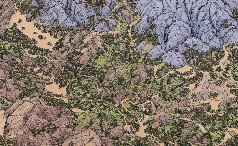 Prompt: the apex legends map kings canyon, high detail, Dan Mumford