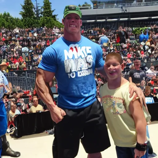 Image similar to jon cena at the make a wish foundation