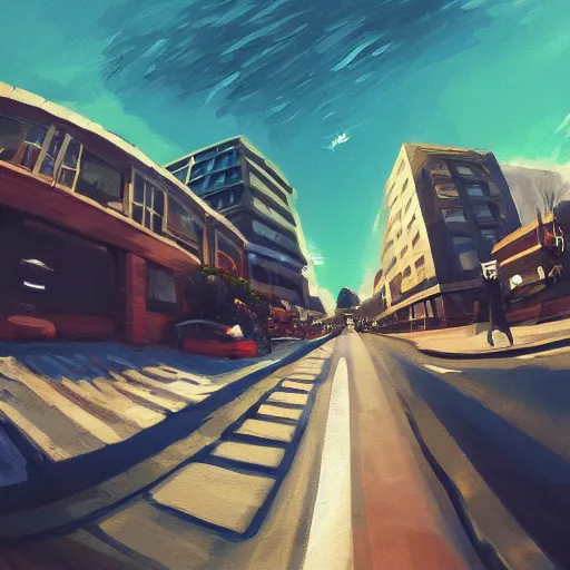 Prompt: street view, ( ( ( ( ( ( ( ( new ) ) ) ) ) ) ) ), trending on artstation, fisheye!!! lens