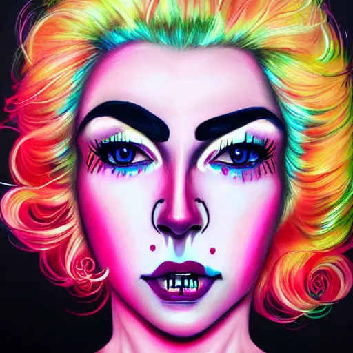 Prompt: painting of electra heart by harumi hironaka, by vanessa lemen and charlie bowater, trending on artstation, vibrant mixed pastels and watercolor painting