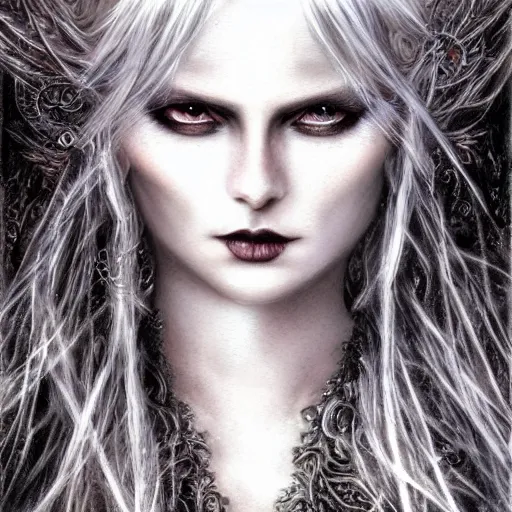 Prompt: gothic kerli koiv by luis royo, light and shadow effects, intricate, highly detailed, digital painting, art station, concept art, smooth, sharp focus, illustration, advanced digital, atmospheric lighting, detailed face, christopher c. lee, toon effect