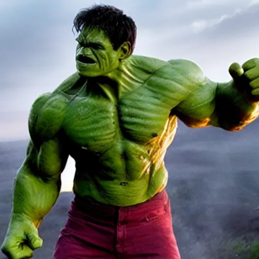 Image similar to tom holland as the hulk