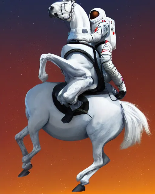 Image similar to horse sitting on top of astronaut, artstation