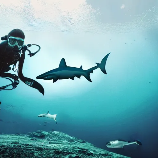 Image similar to Shark on land in a scuba suit