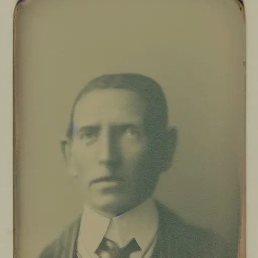 Prompt: Grainy obscure tintype photograph of Gray alien, rural Texas, 1911 photograph