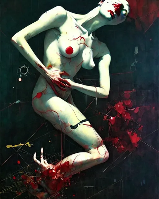 Prompt: we all live in a dystopian society cherishing silently the evil within. in the style of adrian ghenie, esao andrews, jenny saville, edward hopper, surrealism, dark art by james jean, takato yamamoto