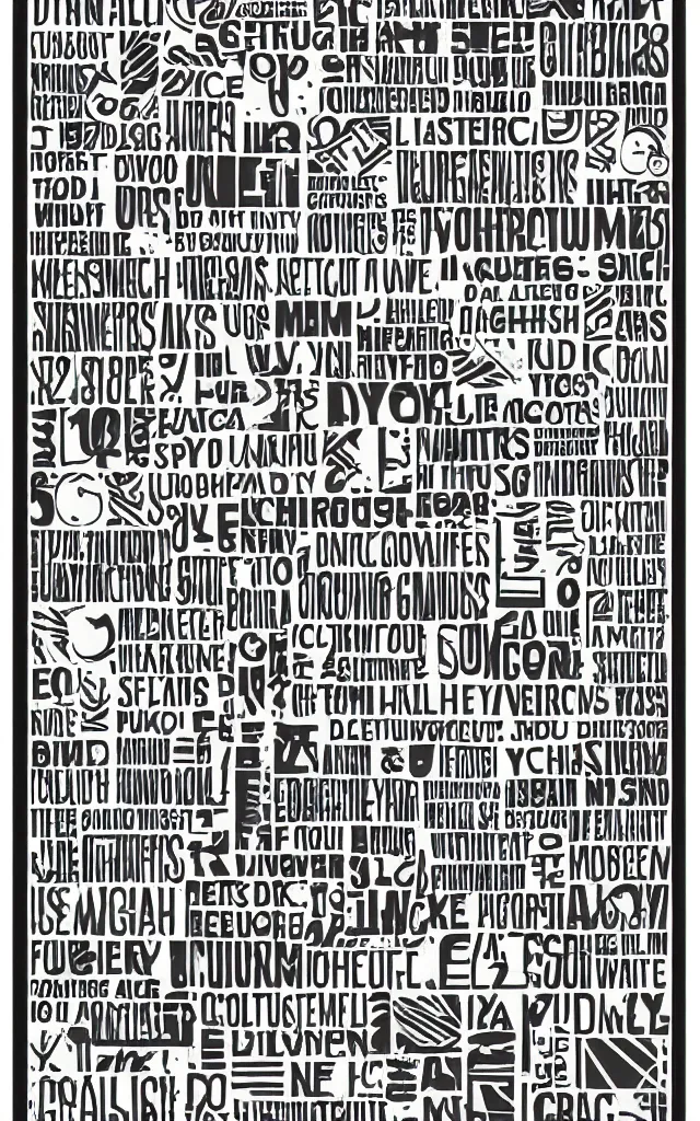 Image similar to graphic design poster, english words, geometric shapes, halftone printing