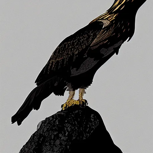 Image similar to high contrast golden eagle by aubrey beardsley, unreal engine