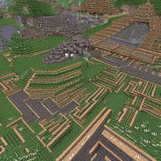 Image similar to overhead view of beautiful flat earth in style of morrowind minecraft, ultra detailed